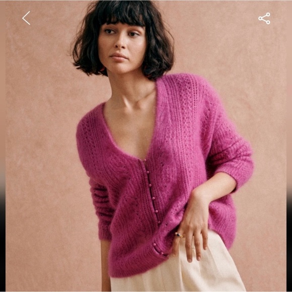 Sézane Susanna Kid Mohair/Wool Cardigan in Wisteria - NWOT - Picture 4 of 10